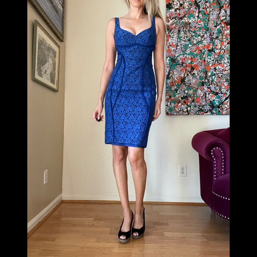Black Halo Blue Lace Dress